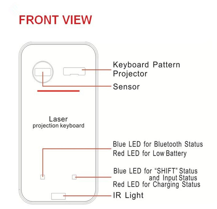 Leing FST Draadloze Laserprojectie-toetsenbord Met Muisfunctie – Bluetooth & Powerbank